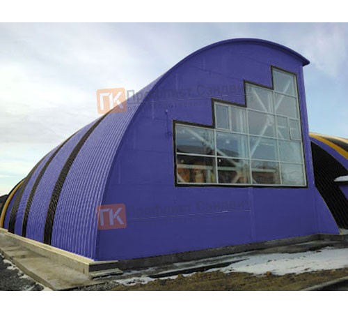 Сэндвич-панели арочные с пенополиизоциануратом, ширина 1200 мм, толщина 10 мм, 0.5/0.5, RAL5002