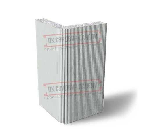 Угловая сэндвич-панель вертикальная из пенополистирола, 0.5/0.5, ширина 1000 мм, толщина 40 мм, RAL7047