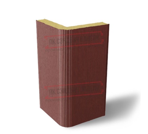 Угловая сэндвич-панель вертикальная из пенополиуретана, 0.5/0.5, ширина 1000 мм, толщина 50 мм, RAL3009