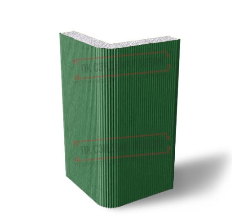 Угловая сэндвич-панель вертикальная из пенополистирола, 0.5/0.5, ширина 1200 мм, толщина 40 мм, RAL6002