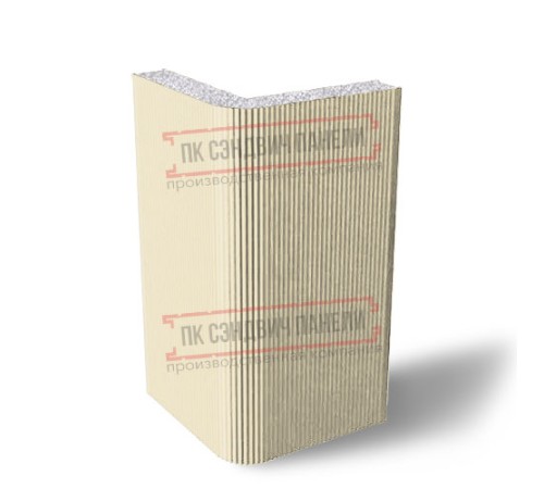 Угловая сэндвич-панель вертикальная из пенополистирола, 0.5/0.5, ширина 1200 мм, толщина 20 мм, RAL1015
