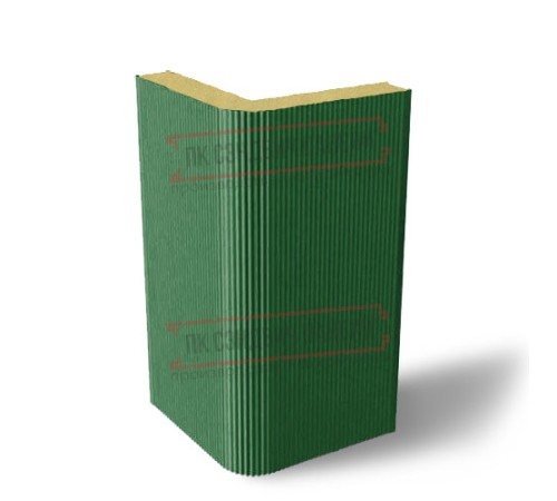 Угловая сэндвич-панель вертикальная из пенополиуретана, 0.5/0.5, ширина 1000 мм, толщина 30 мм, RAL6002
