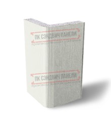 Угловая сэндвич-панель вертикальная из пенополистирола, 0.5/0.5, ширина 1200 мм, толщина 200 мм, RAL9003