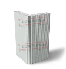 Угловая сэндвич-панель вертикальная из пенополистирола, 0.5/0.5, ширина 1200 мм, толщина 200 мм, RAL7035