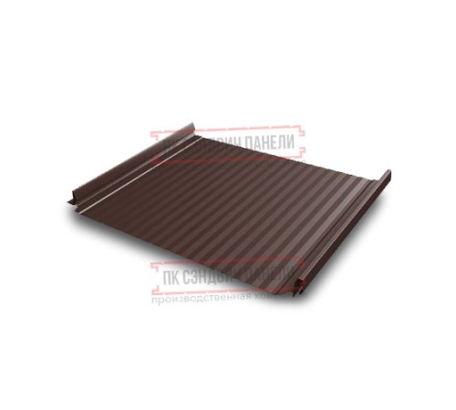 Кликфальц Pro Gofr 0,5 Quarzit lite RAL8017 шоколад с пленкой на замках
