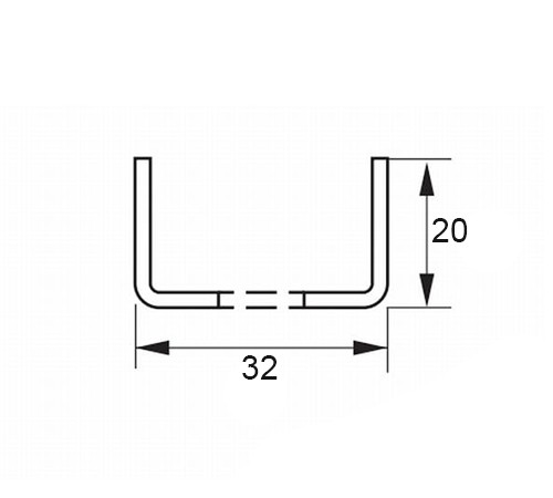 U-образный профиль перфорированный К347 32x20x3000-2,5 мм, горячеоцинкованный