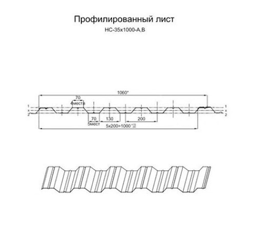 Профнастил нержавеющий НС35 0.65 AISI 316L