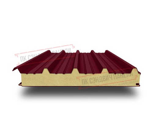 Сэндвич панели кровельные с пенополиуретаном, ширина 1000 мм, толщина 10 мм, 0.5/0.5, бордо