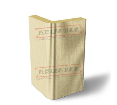 Угловая сэндвич-панель вертикальная из пенополиизоцианурата, 0.5/0.5, ширина 1200 мм, толщина 30 мм, RAL1014