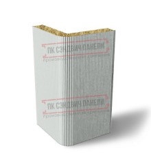 Угловая сэндвич-панель вертикальная из минеральной ваты, 0.5/0.5, ширина 1000 мм, толщина 100 мм, RAL7047