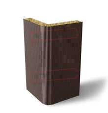 Угловая сэндвич-панель вертикальная из минеральной ваты, 0.5/0.5, ширина 1000 мм, толщина 100 мм, RAL8017