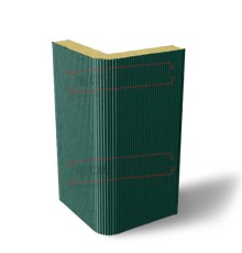 Угловая сэндвич-панель вертикальная из пенополиизоцианурата, 0.5/0.5, ширина 1200 мм, толщина 20 мм, RAL6005