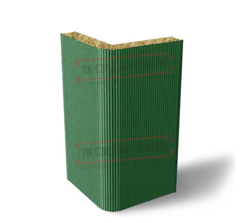 Угловая сэндвич-панель вертикальная из минеральной ваты, 0.5/0.5, ширина 1000 мм, толщина 10 мм, RAL6002