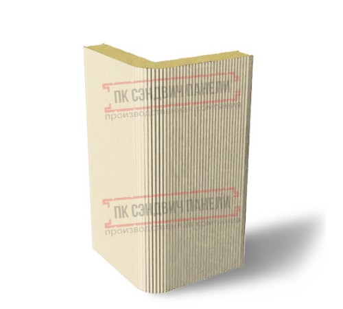 Угловая сэндвич-панель вертикальная из пенополиуретана, 0.5/0.5, ширина 1000 мм, толщина 30 мм, RAL1015