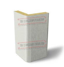Угловая сэндвич-панель вертикальная из пенополиизоцианурата, 0.5/0.5, ширина 1000 мм, толщина 100 мм, RAL9002