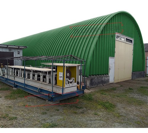 Профнастил H112ПГ-1.0, для бескаркасных ангаров, Полиэстер RAL 6002